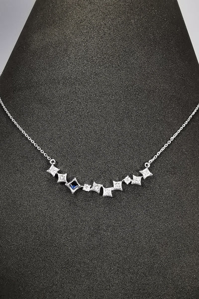 DYAMOND 18K White Gold Necklace with Sapphire and 9 Diamonds