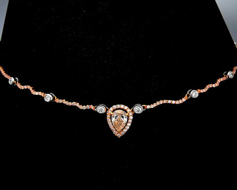 DYAMOND 18K Rose Gold Necklace with 26 Diamonds and 285 Pink Diamonds