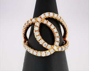 DYAMOND 18K Rose Gold Diamond Ring and with 52 Diamonds