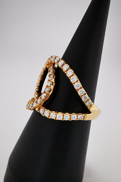DYAMOND 18K Rose Gold Diamond Ring and with 52 Diamonds