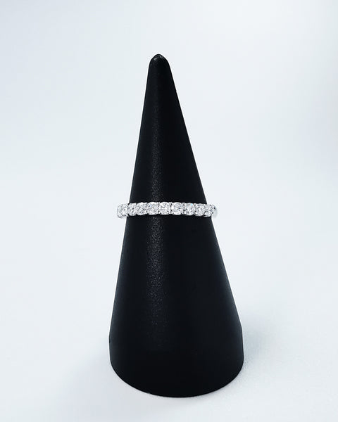 DYAMOND 18K White Gold Diamond Half Eternity Ring with 11 Diamonds