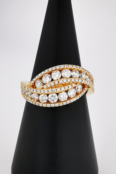 DYAMOND 18K Rose Gold Diamond Ring with 108 Diamonds